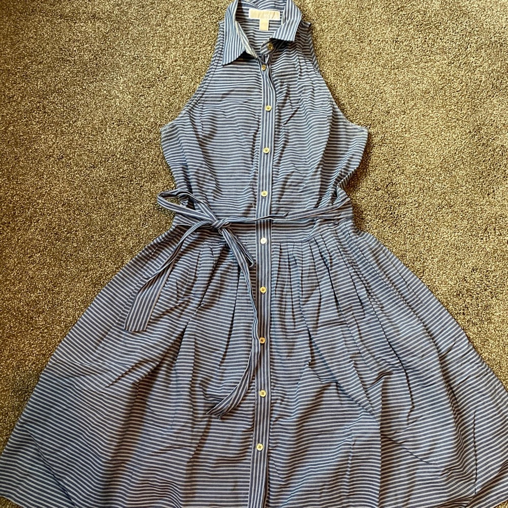 Michael Kors Halter Stripped Shirt Dress SZ 4